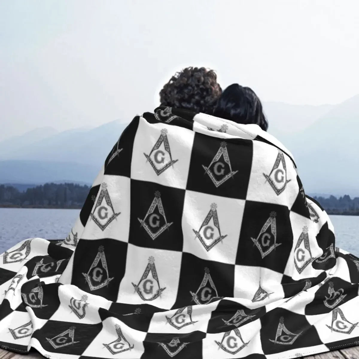 Freemason Checkered Pattern Flannel Blanket Masonic Mason Funny Throw