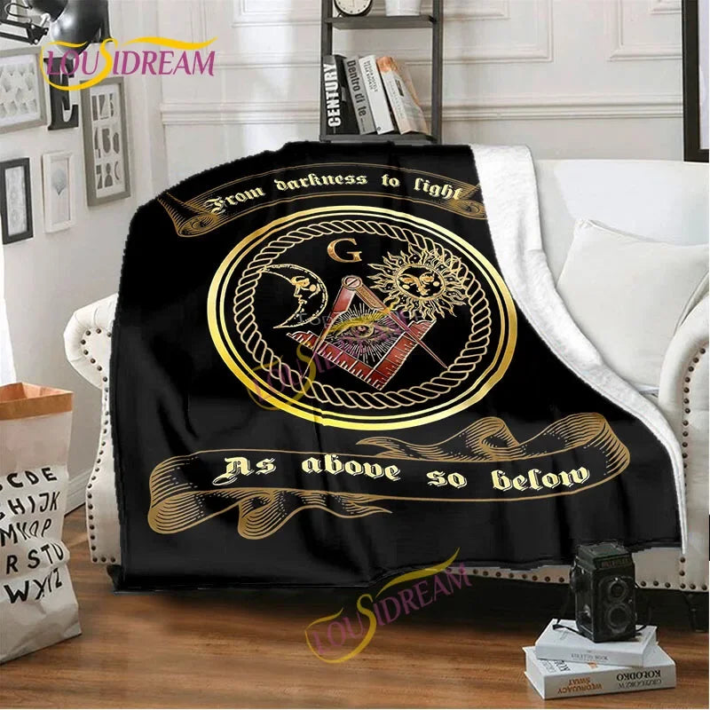 Creative Freemasonry Capital Community Blankets Masonic Lodge Soft Lightweight Thin Sheets Sofa Covers Hiking Warm Blankets.