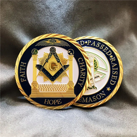 Masonic Brotherhood Challenge Coins All Seeing Eye Faith Hope Charity Proud Freemason Symbol Mason Collectibles for Brother Gift