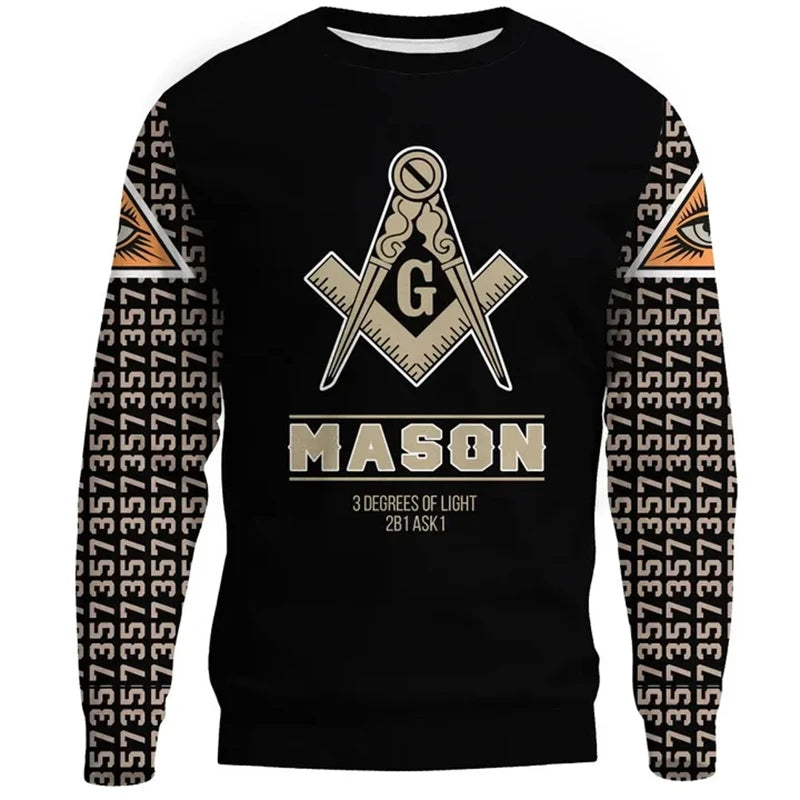 2024 Mason Freemasons Men's Sweatshirt Clothes 3D Print Freemason Sweaters Male Women Long Sleeve Tops Spring And Autumn Hoodie