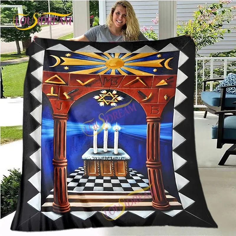 Creative Freemasonry Capital Community Blankets Masonic Lodge Soft Lightweight Thin Sheets Sofa Covers Hiking Warm Blankets.