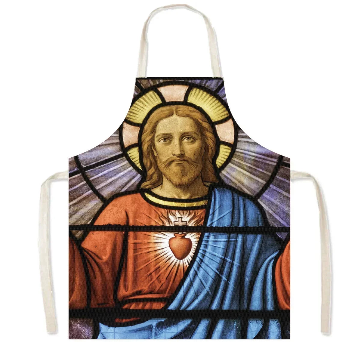 Vintage Religion Jesus Print Kitchen Aprons Women Men Home Cleaning Clothing Linen Pinafore Waterproof Chef Cooking Apron