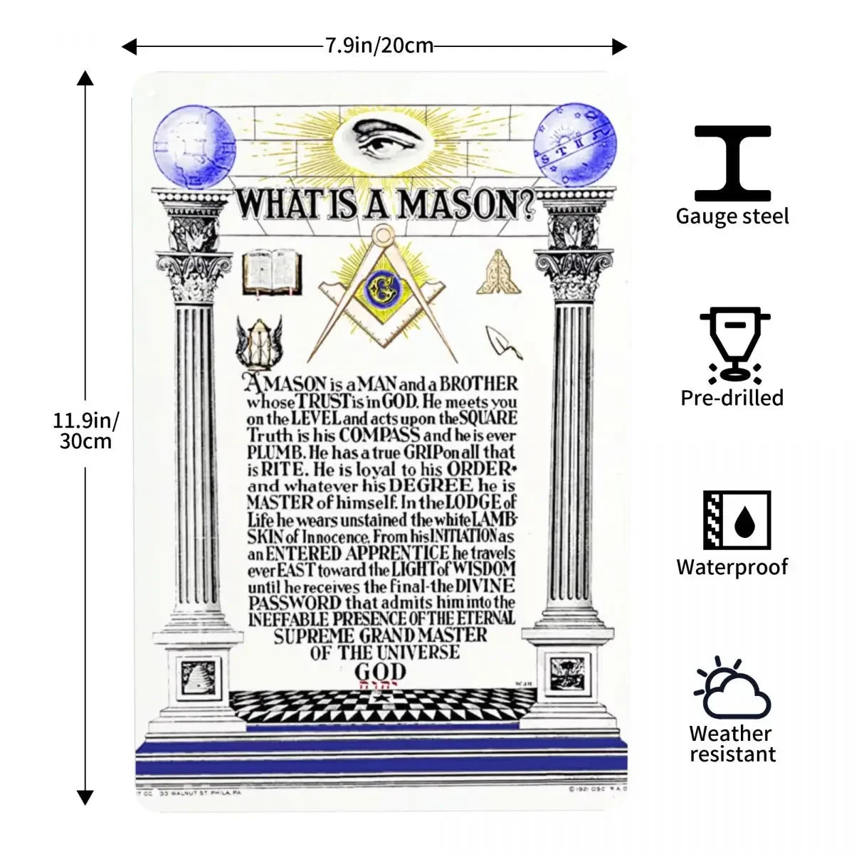 Retro What Is A Masonic Mason Metal Sign Custom POEM Master Mason Freemasonry Tin Plaques Pub Wall Bar Decor Decorations Art