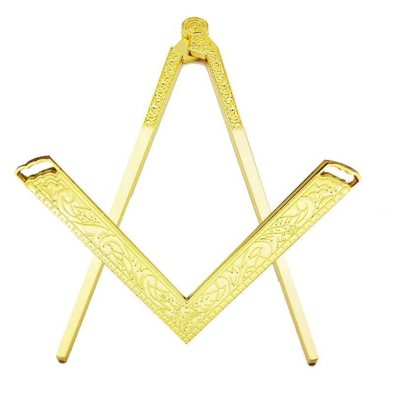TC 2 Pcs/Set Compass and Square Masonic Etiquette Main Beautiful Lodge Tools in Gold/Silver Finely Gilt Metal Masonic Work Tools