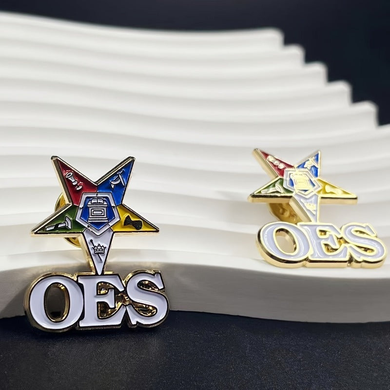 Enamel OES Masonic Lapel Pin - Oriental Star Shield Symbol Badge with 32nd Degree Lettering, 1921 Year & 36th President Design, Vibrant Colors for Freemasonry Events, Casual Attire - Durable Enamel Pin for Men & Women, Masoni