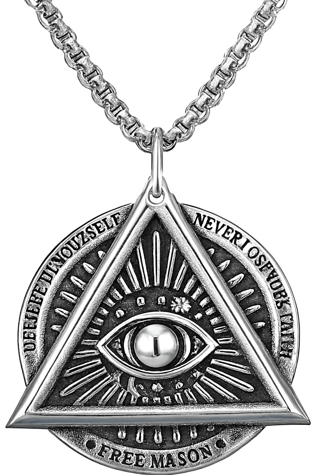 Silver Eye of Providence Pendant – Freemason Symbol Necklace