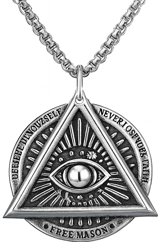 Silver Eye of Providence Pendant – Freemason Symbol Necklace