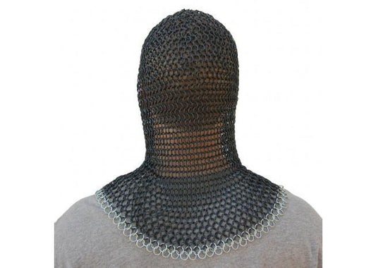 Medieval V Face Mild Steel Chainmail Coif Armor